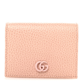 GUCCI Dollar Calfskin Enamel Monochrome GG Marmont Card Case Perfect Pink