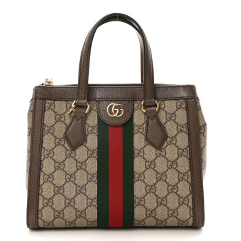GUCCI GG Supreme Monogram Small Ophidia Tote Bag Brown