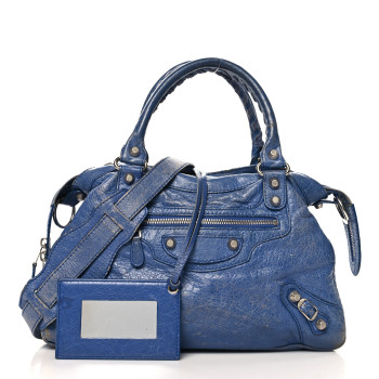 BALENCIAGA Agneau Giant 12 Silver Hardware Town Bleu Glacier