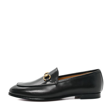GUCCI Calfskin Womens Jordaan Loafers 35.5 Black