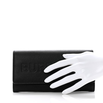 BURBERRY Grained Calfskin Embossed Porter Continental Wallet Black