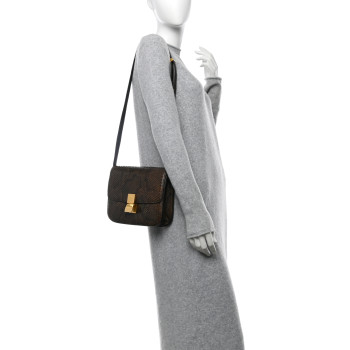 CELINE Snakeskin Medium Classic Box Flap Bag Brown
