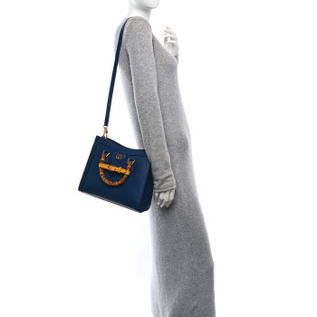GUCCI Textured Dollar Calfskin Web Small Diana Tote Bag Royal Crop