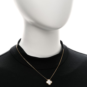 VAN CLEEF & ARPELS 18K Yellow Gold Mother of Pearl Vintage Alhambra Pendant Necklace