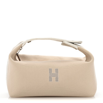 HERMES Canvas Small Bride-A-Brac Pouch Natural
