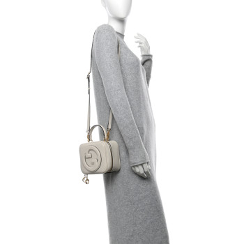 GUCCI Sakai Be Green Calfskin Diagonal Stitched Blondie Top Handle Bag Mystic White