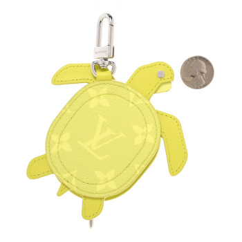 LOUIS VUITTON Monogram Calfskin Turtle Pouch Bag Charm Lime