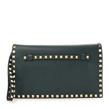 VALENTINO GARAVANI Nappa Rockstud Wristlet Clutch Jungle