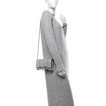 BALENCIAGA Strass Suede Hourglass Chain Bag Smoke Grey Crystal
