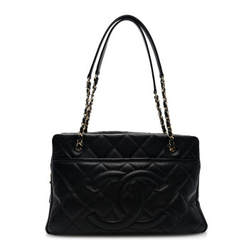 CHANEL Caviar Quilted CC Timeless Soft Tote Black