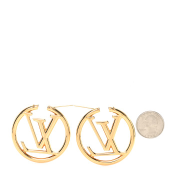 LOUIS VUITTON Metal Louise Hoop Earrings Gold