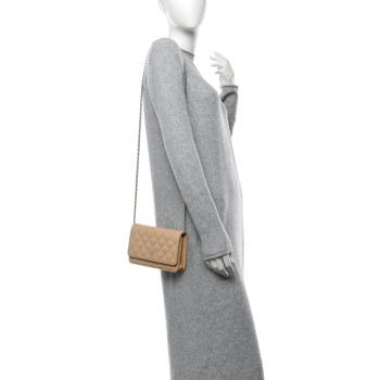 CHANEL Caviar Quilted Wallet on Chain WOC Beige