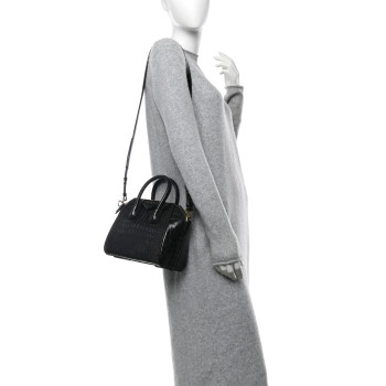 GIVENCHY Calfskin Crocodile Embossed Mini Antigona Black