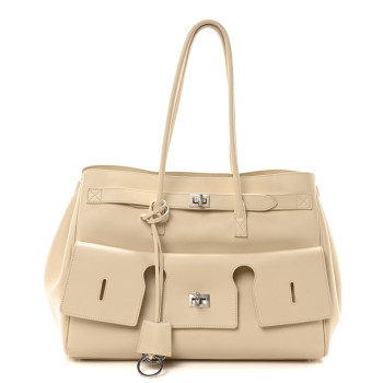 BALENCIAGA Smooth Calfskin Medium Bel Air Carry All Bag Soya