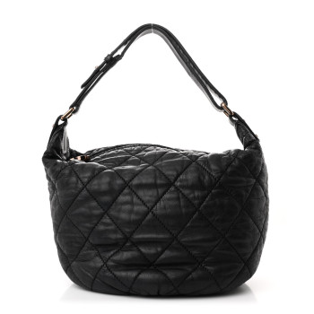 CHANEL Lambskin Quilted Cloudy Bundle Hobo Black