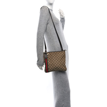 GUCCI Monogram Web Jolicoeur Charms Messenger Dark Brown