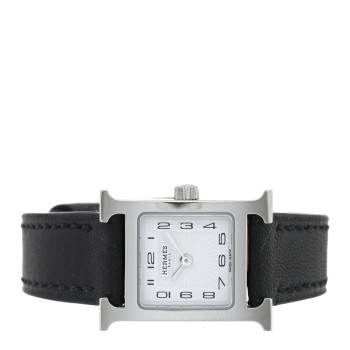 HERMES Stainless Steel Swift 17.2mm Heure H Hour Watch Noir