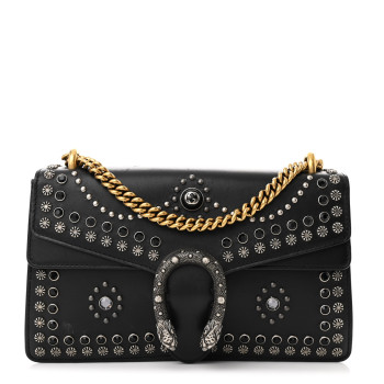 GUCCI Calfskin Studded Small Dionysus Shoulder Bag Black