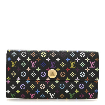 LOUIS VUITTON Monogram Multicolor Sarah Wallet Black Pistache