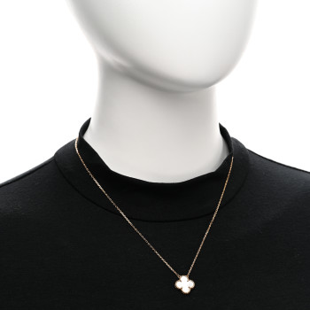 VAN CLEEF & ARPELS 18K Yellow Gold Mother of Pearl Vintage Alhambra Pendant Necklace