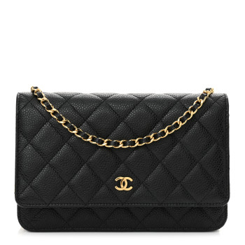 CHANEL Caviar Quilted Wallet on Chain WOC Black
