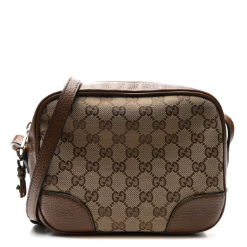 GUCCI Monogram Mini Bree Messenger Bag Beige Tabacco