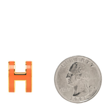 HERMES Lacquered Gold Pop H Pendant Orange