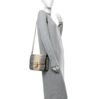 CELINE Lizard Medium Classic Box Flap Bag Natural