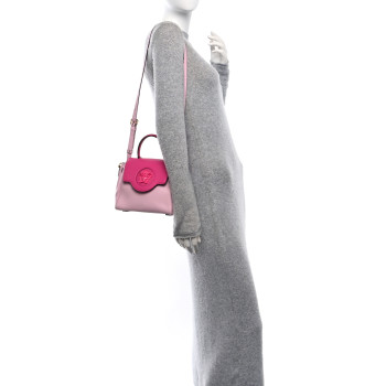 VERSACE Calfskin Medusa Small Top Handle Handbag Fuxia Light Pink
