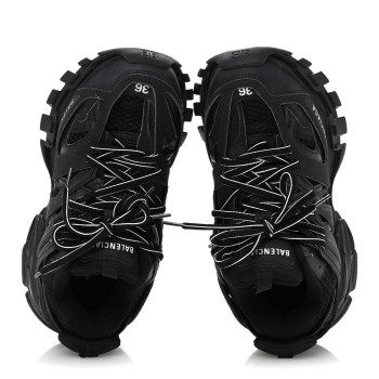 BALENCIAGA Rubber Mesh Fabric Womens Track Sneakers 36 Black