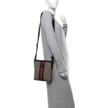 GUCCI GG Supreme Monogram Web Messenger Bag Black