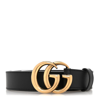 GUCCI Calfskin Double G 30mm Belt 85 34 Black