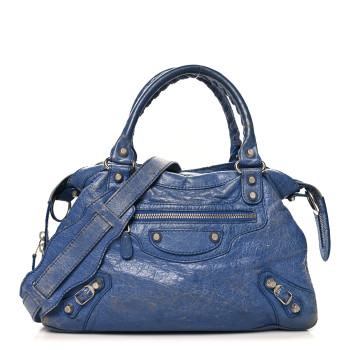 BALENCIAGA Agneau Giant 12 Silver Hardware Town Bleu Glacier