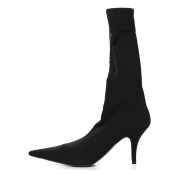 BALENCIAGA Knit BB Logo Extreme Pointed Toe Knife Booties 36 Black