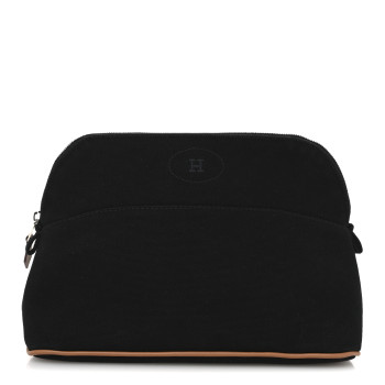 HERMES Cotton Canvas Bolide Travel Cosmetic Pouch MM Black