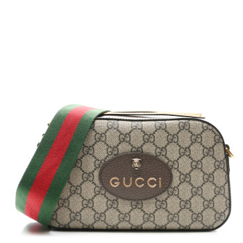 GUCCI GG Supreme Monogram Web Neo Vintage Shoulder Bag Beige New Acero Crop
