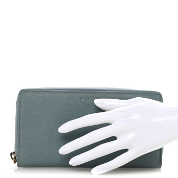 SAINT LAURENT Sheepskin ChYc Zip Around Wallet Blue Glacier