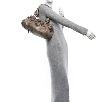 CHLOE Metallic Calfskin Paddington Satchel Taupe