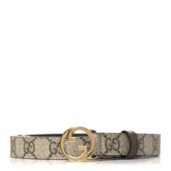 GUCCI GG Supreme Monogram Textured Dollar Calfskin Blondie 30mm Belt 80 32 Beige Ebony New Acero