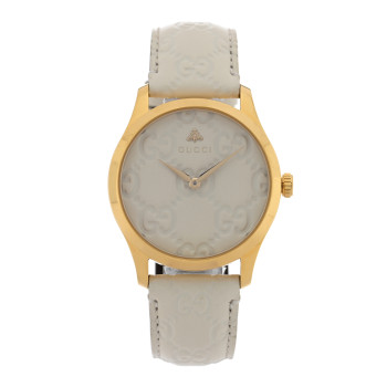 GUCCI Stainless Steel Calfskin 38mm G-Timeless Quartz Watch White