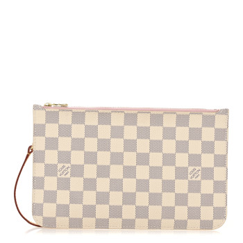 LOUIS VUITTON Damier Azur Neverfull MM GM Pochette Rose Ballerine