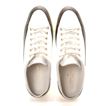 LOUIS VUITTON Monogram Womens Stellar Open Back Sneakers 39.5 White