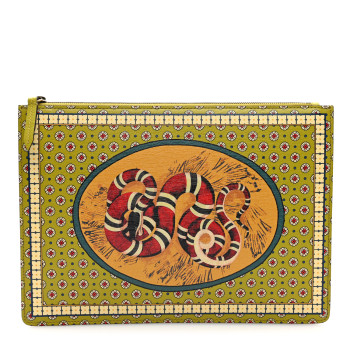 GUCCI Garden Print Large Zip Pouch Green