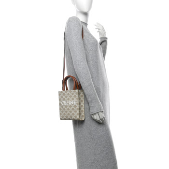 CELINE Triomphe Canvas Calfskin Mini Vertical Cabas Grege