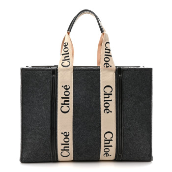 CHLOE Felt Large Woody Ribbon Tote Cashmere Grey