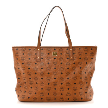 MCM Visetos Large Liz Reversible Shopper Tote Cognac