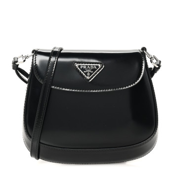 PRADA Spazzolato Mini Cleo Flap Adjustable Strap Shoulder Bag Black