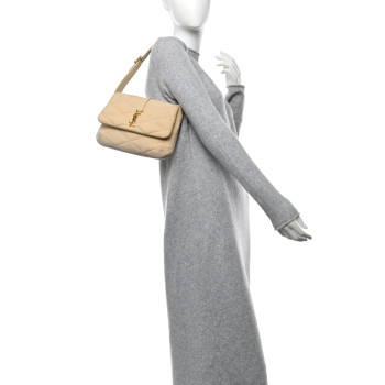 SAINT LAURENT Nubuck Suede Quilted Le 57 Diamond Shoulder Bag Burro