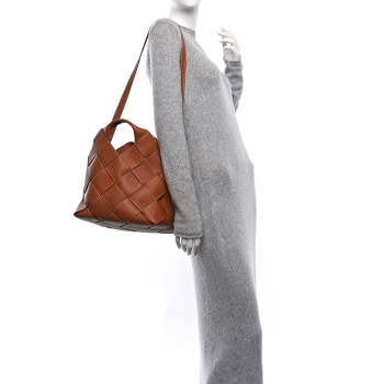 LOEWE Soft Grained Calfskin Woven Basket Bag Tan
