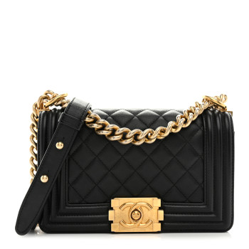 CHANEL Lambskin Quilted Small Boy Flap Black